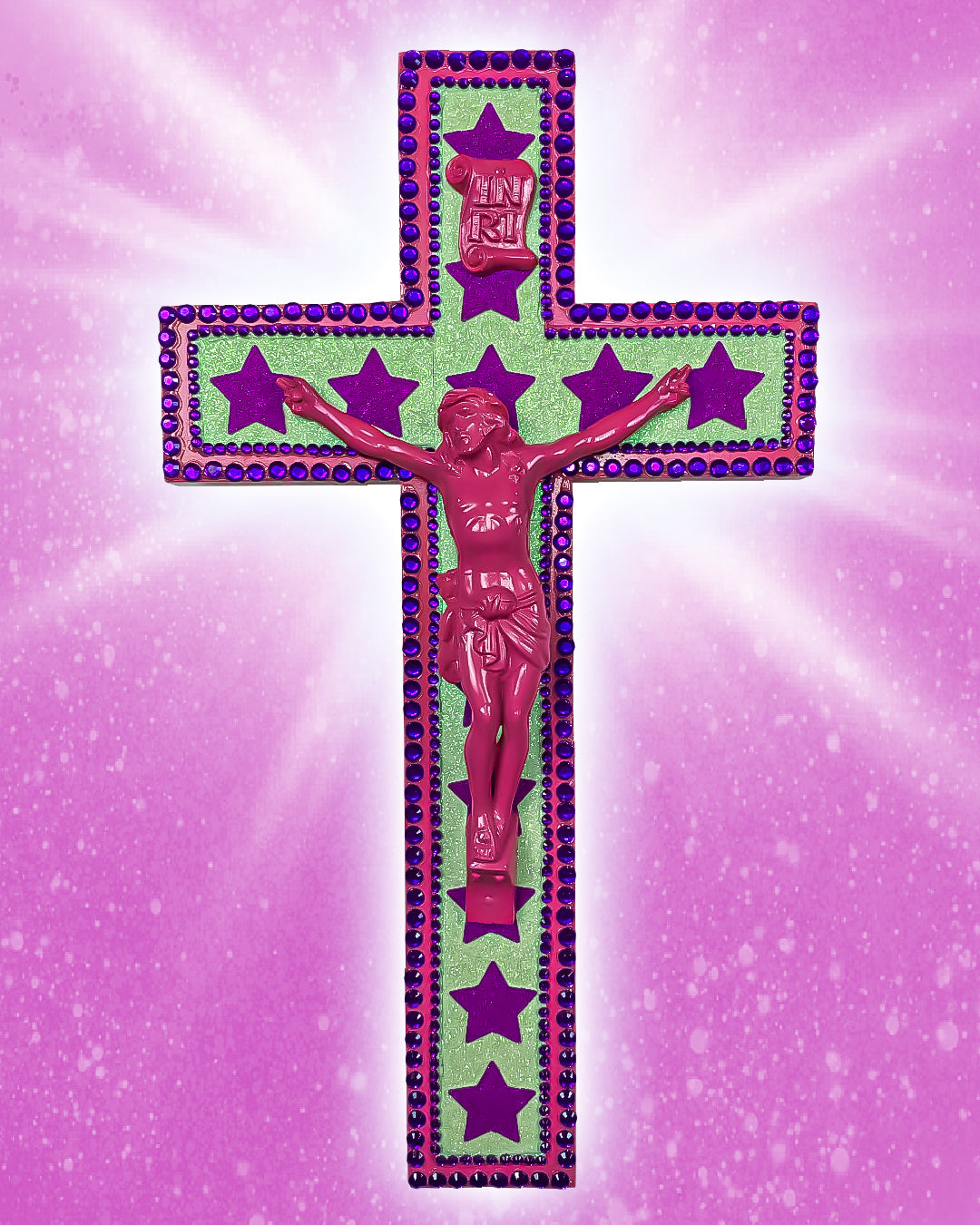 Crucifix Violet Étoiles God is Queer