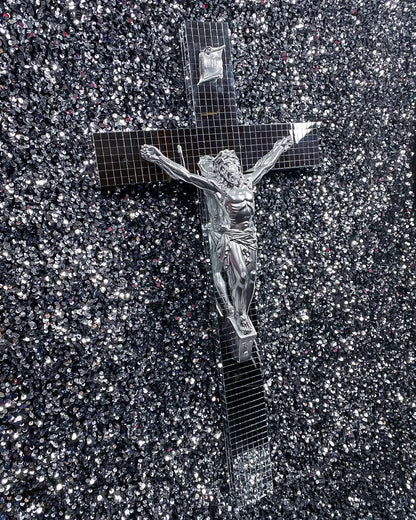 Crucifix Facettes Argent XXL God is Queer