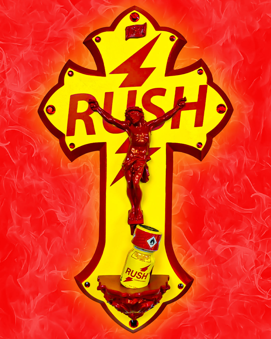 Crucifix Bénitier Poppers God is Queer