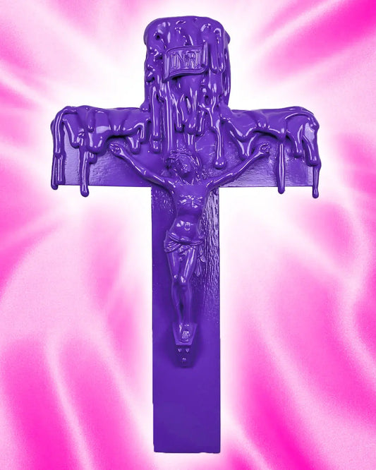 Crucifix Coulant Violet God is Queer