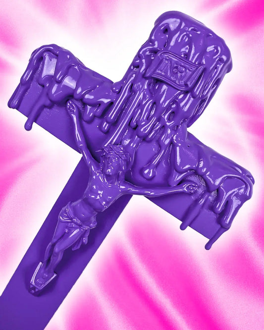 Crucifix Coulant Violet God is Queer