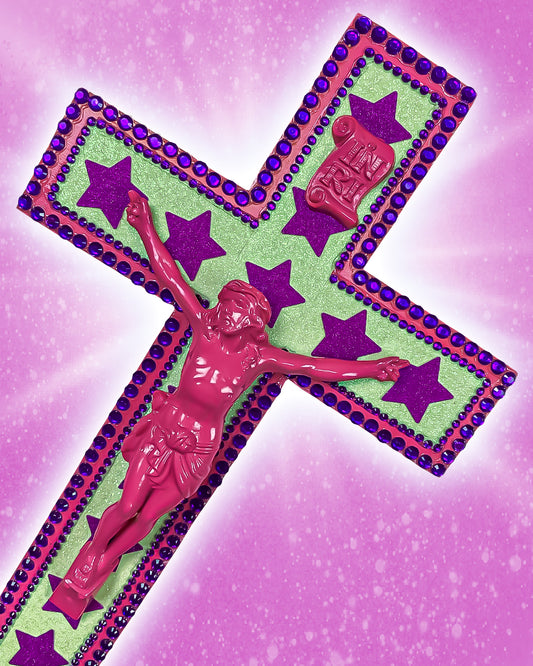 Crucifix Violet Étoiles God is Queer
