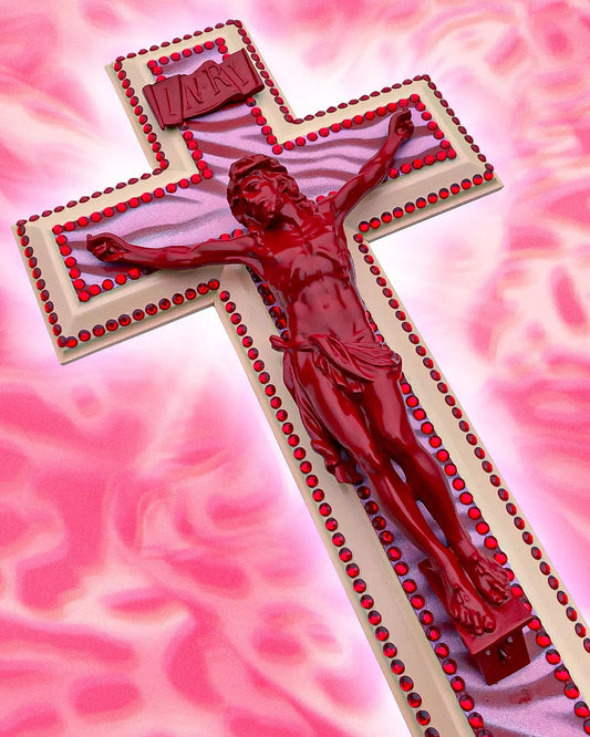 Crucifix Écorché Rouge/Beige God is Queer