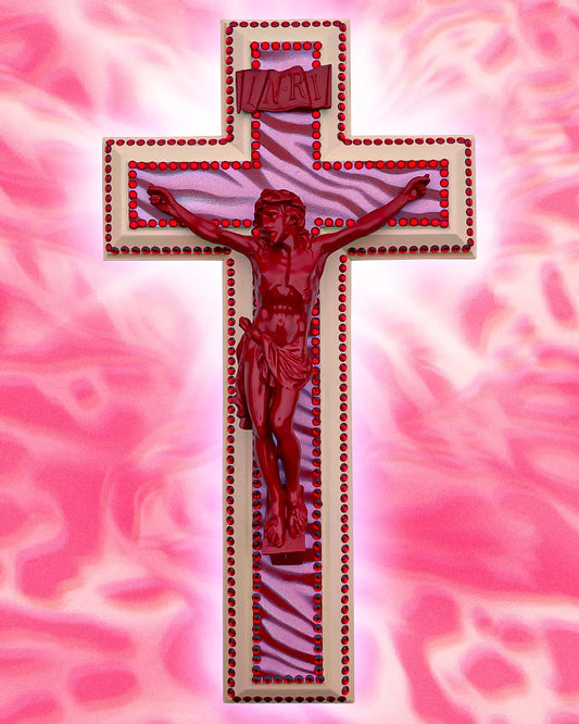 Crucifix Écorché Rouge/Beige God is Queer